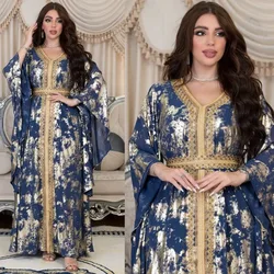 Wholesale 2 Color Middle East Gilding kaftan marocain Dubai Arab Morocco Caftan Women Muslim Dress