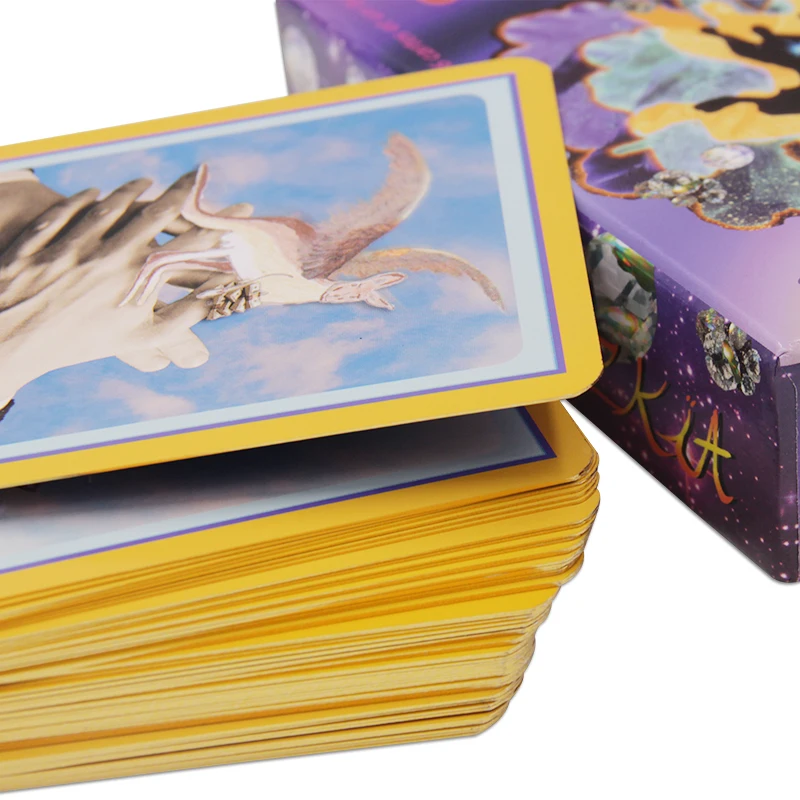 paper gold tarot card pouch with silver edges