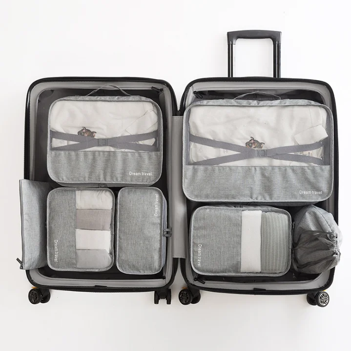 E-Charm Factory Stock High Quality  Amazon Hot Sales 7 In 1 Storage Organer Packing Cubes