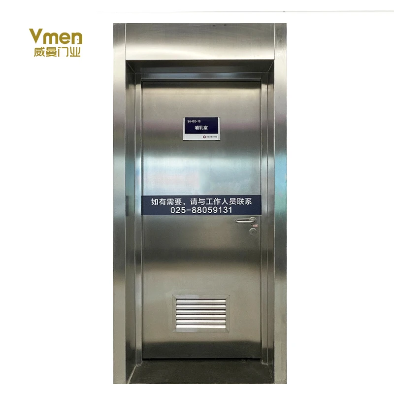 Good quality single leaf metal doors louvered stainless steel flat doors with private door lock