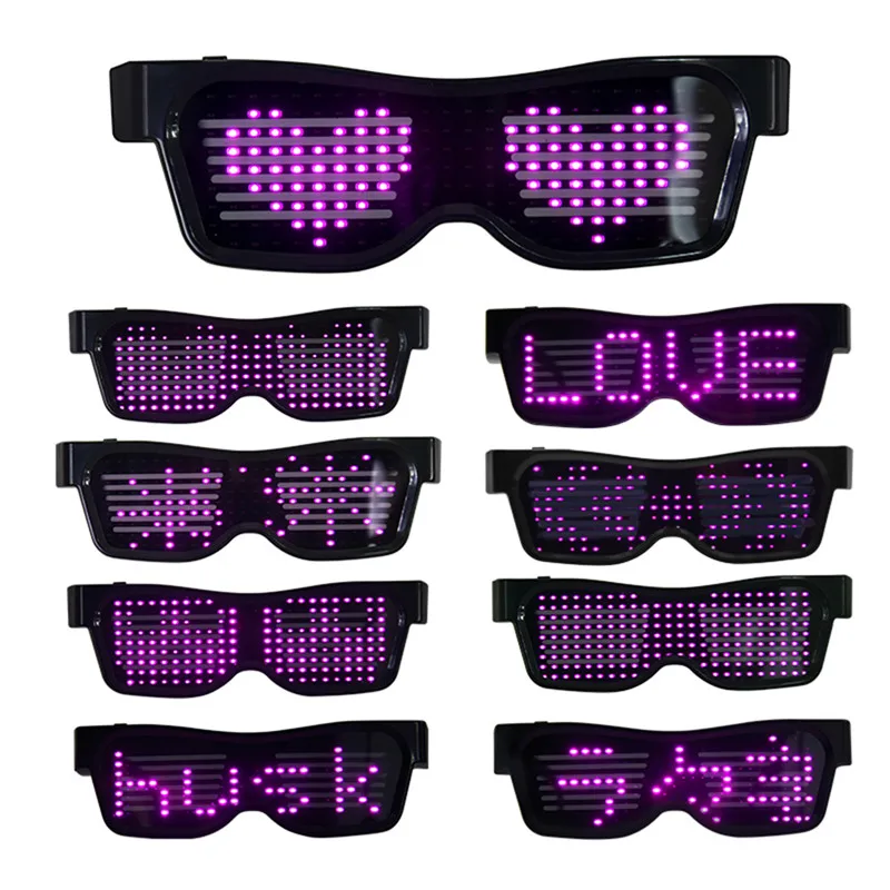 Custom Logo APP Control Programmable LED Luminous Animation Rechargeable magic LED message Glasses For DJ event crazy Party