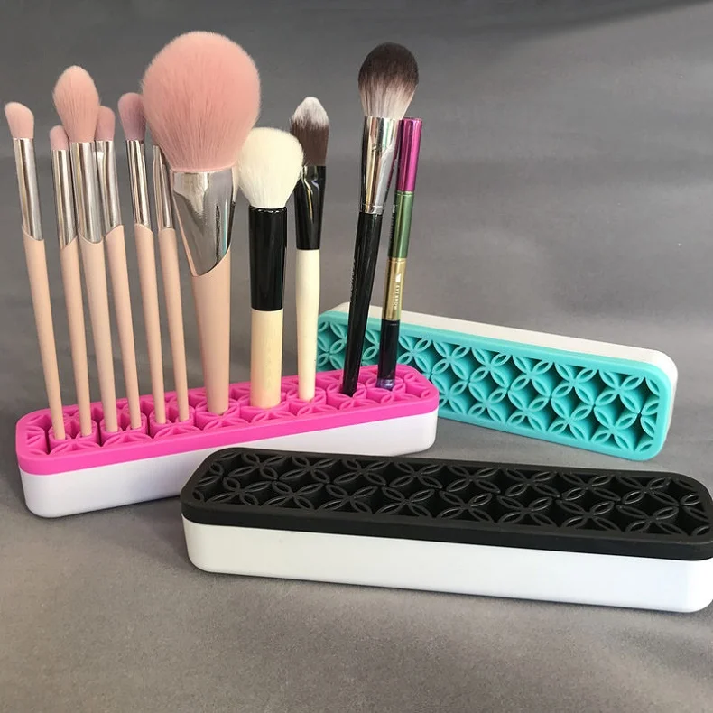 FEIYAN Wholesale Desk Private Label Plastic Drying Cosmetic Make Up Brush Holder Travel Silicone Makeup Brush Holder