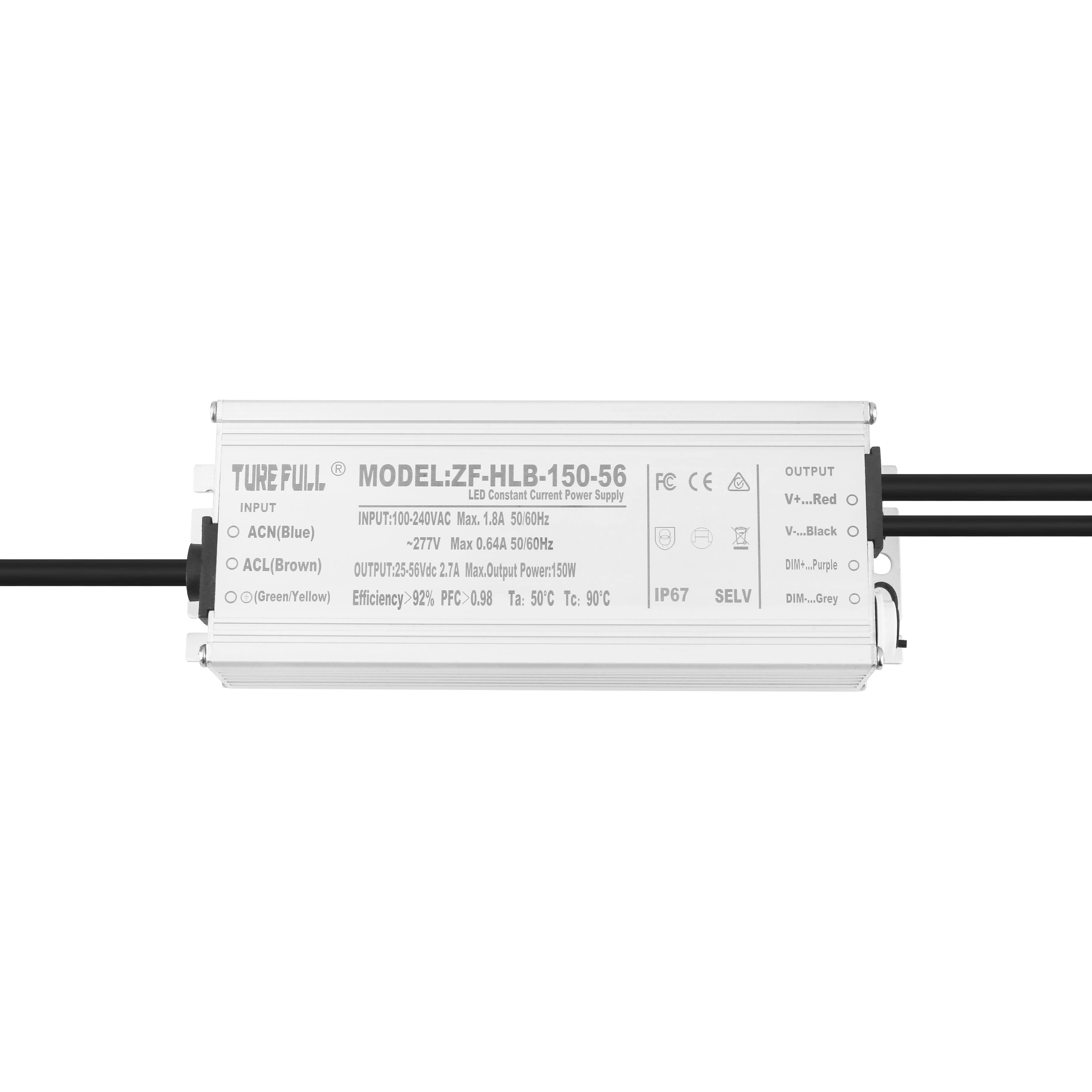 Factory Price 150W LED Street Lighting Power Supply Waterproof ROHS Certified Single Output Aluminium Driver