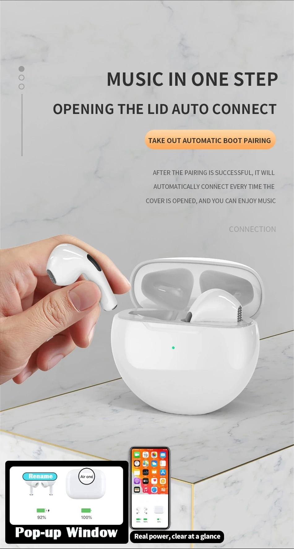 Pro 6 tws pro hot sale Pods wireless earphones auto repairing pinna type hearing aids wireless earbuds with wholesale price pro6