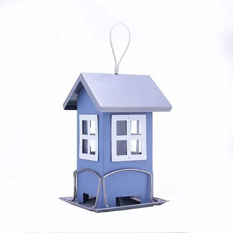 Squirrel Proof Bird Feeder, Outdoor Metal Bird Feeder with 4 Feeding Ports Hanging Wild Bird feeders for Outside Garden Yard