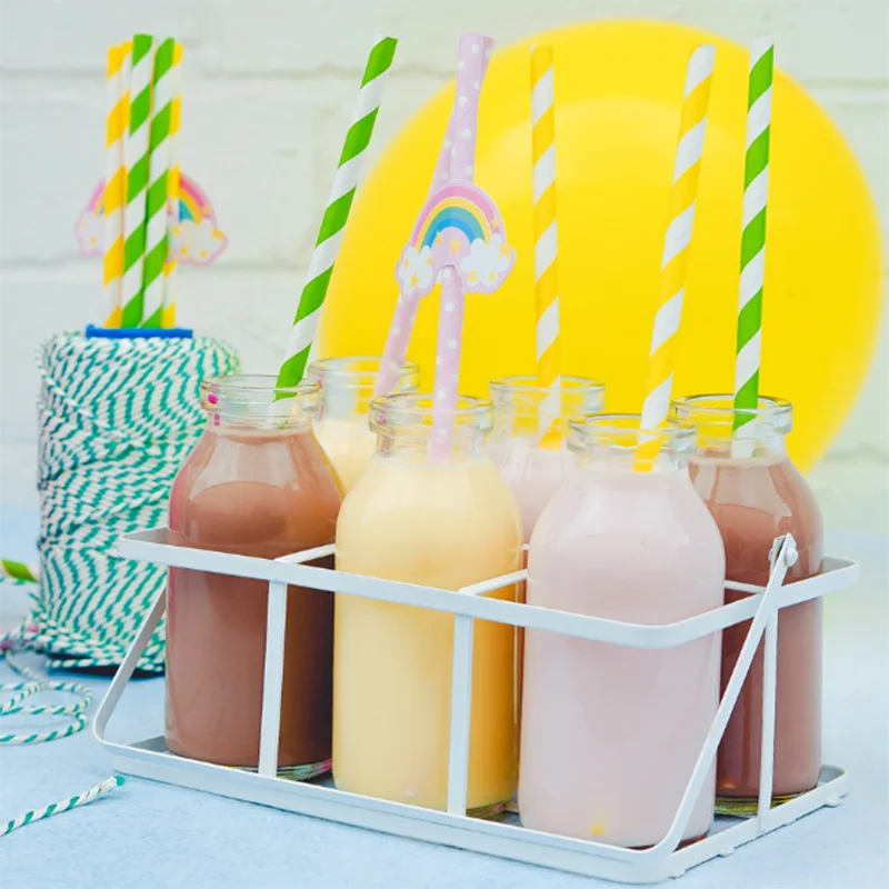 Decorative Topper Wedding Party Disposable Striped Paper Straws Straw Creative Birthday