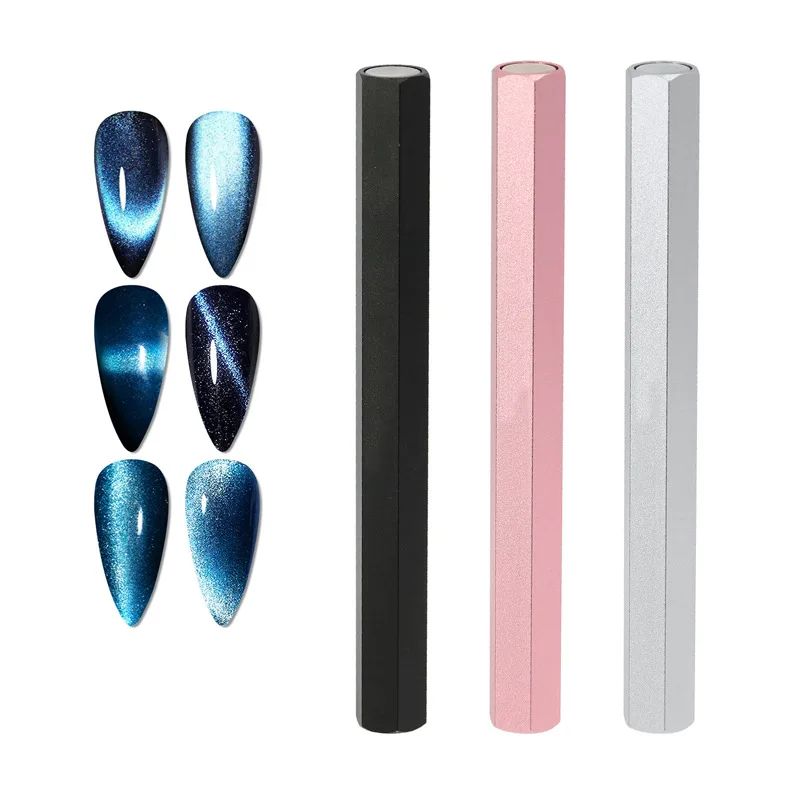 New Hexagonal Column Design Super Strong Cat Eye Magnetic Nail Stick 3D Nail Gel Polish Double Headed Nail Magnet Tool