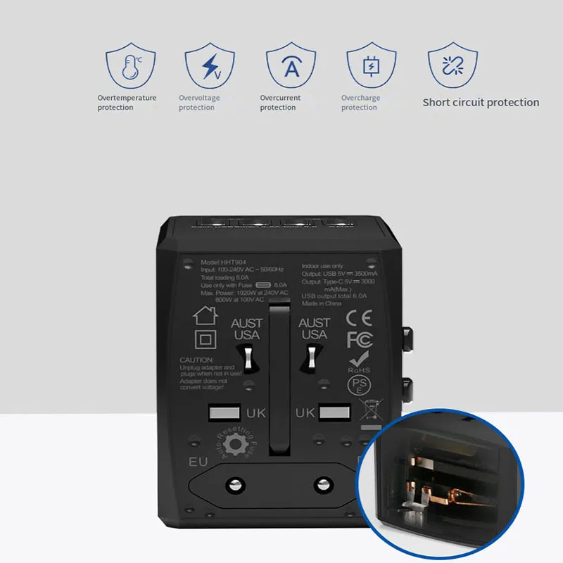 Spot supply 2023 Electrical Plug Socket Usb Travel Adapter Universal Travel Adapter Dual Usb Worldwide Charger