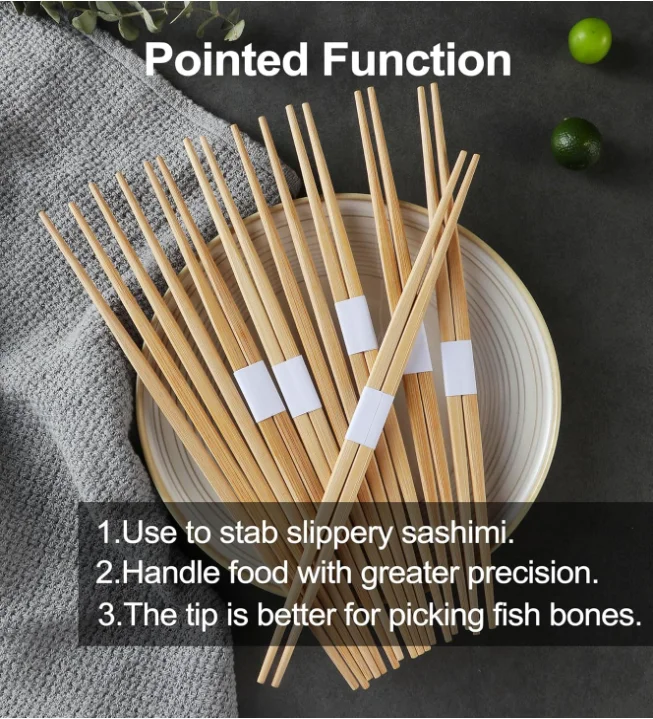 Hot Sale Bulk High Quality 2 Ended Bamboo Chopsticks with Paper Band Individual Double Dot Sushi Serving 24cm Chopsticks