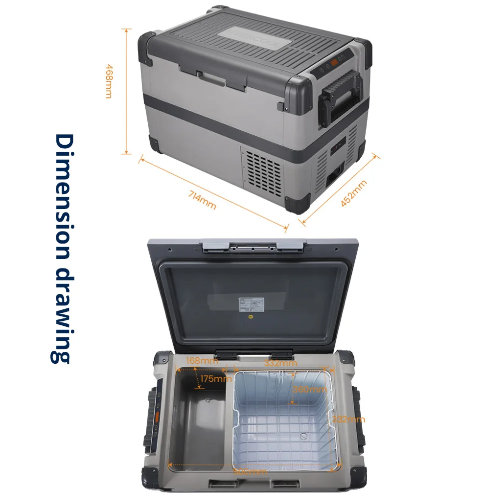 2024 Evercool Portable Refrigerator Car Camping Fridge 12v/24v Refrigerated Used Compressor 50L