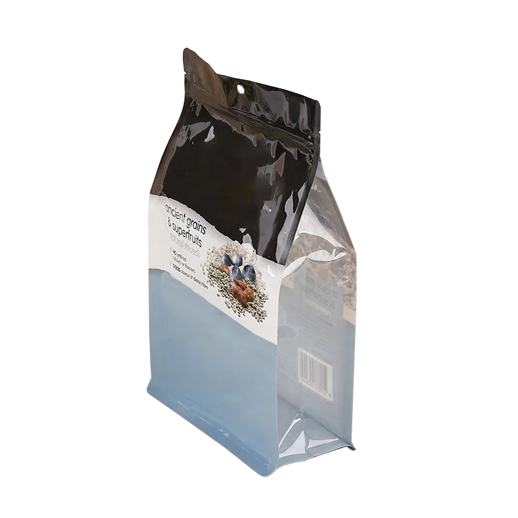 Flat bottom zipper food coffee packaging pouch bag with valve