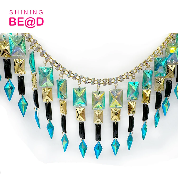 New fashion AB Color Resin Stone Hot fix Rhinestone Beaded Applique Tape Trim Iron on Carnival Costume Wedding Dress Decor