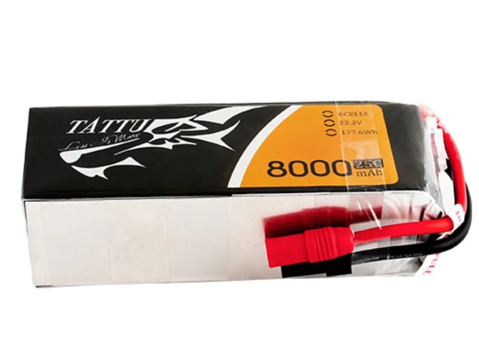 Tattu Drone Battery 8000mAh 6S 25C 22.2V lipo Pack rechargeable battery
