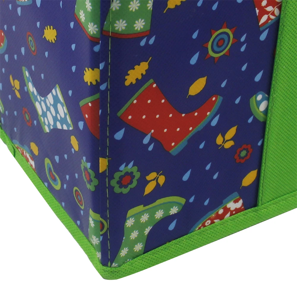 Heavy Duty Non Woven Cartoon Foldable Cube Storage Boxes Closet Organizer Basket Storage Box For Storage Basket With Handles