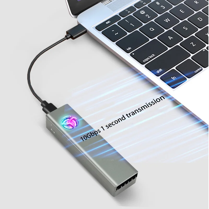  M.2 SSD чехол Портативный USB 3 1 Тип C 10Gps мини вентилятор корпус жесткого диска поддерживает NVMe SATA два