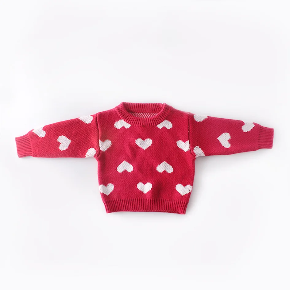 
New Product Mesh Clothes Baby Sweet Knitted Wool T-Shirt Full Of Love Round Neck 18 Months Baby Girl Clothes202 