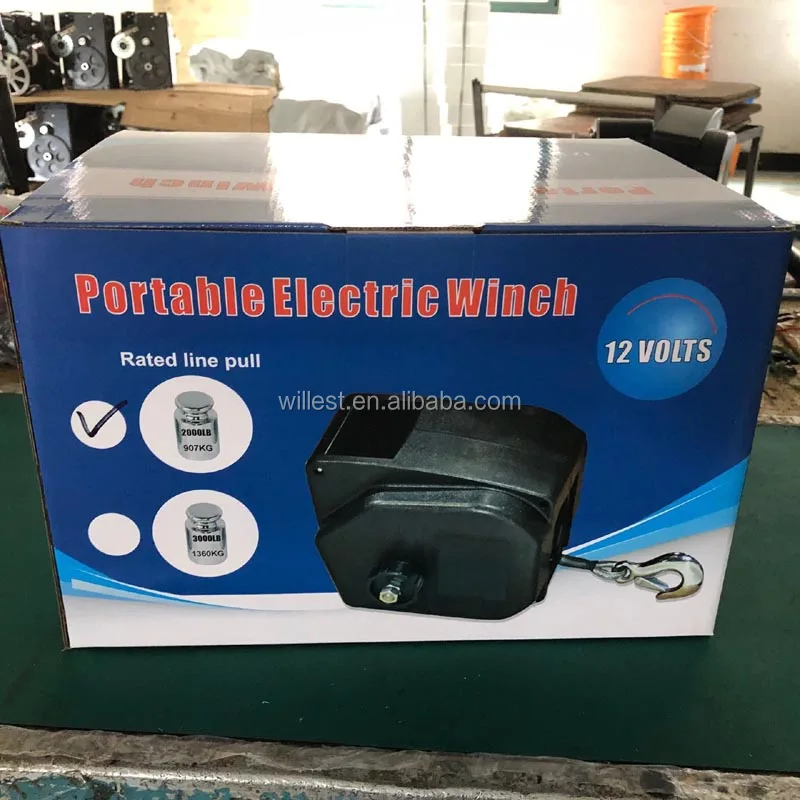 12 volt boat winch HUTZ 2,000 lbs 12v electric winch for yacht, boat trailer WIN2000B01 electric boat winch