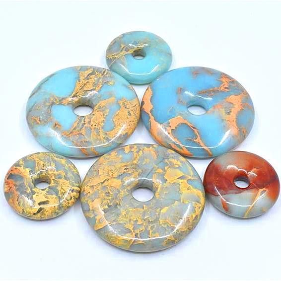 Wholesale A Grade Natural Stone Snake Skin Jasper Donut Pendant Serpentine For Jewelry Making