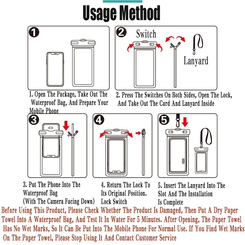 JSJM New Mobile Phone Waterproof Bag Large Swimming Transparent Mobile Phone Waterproof Case
