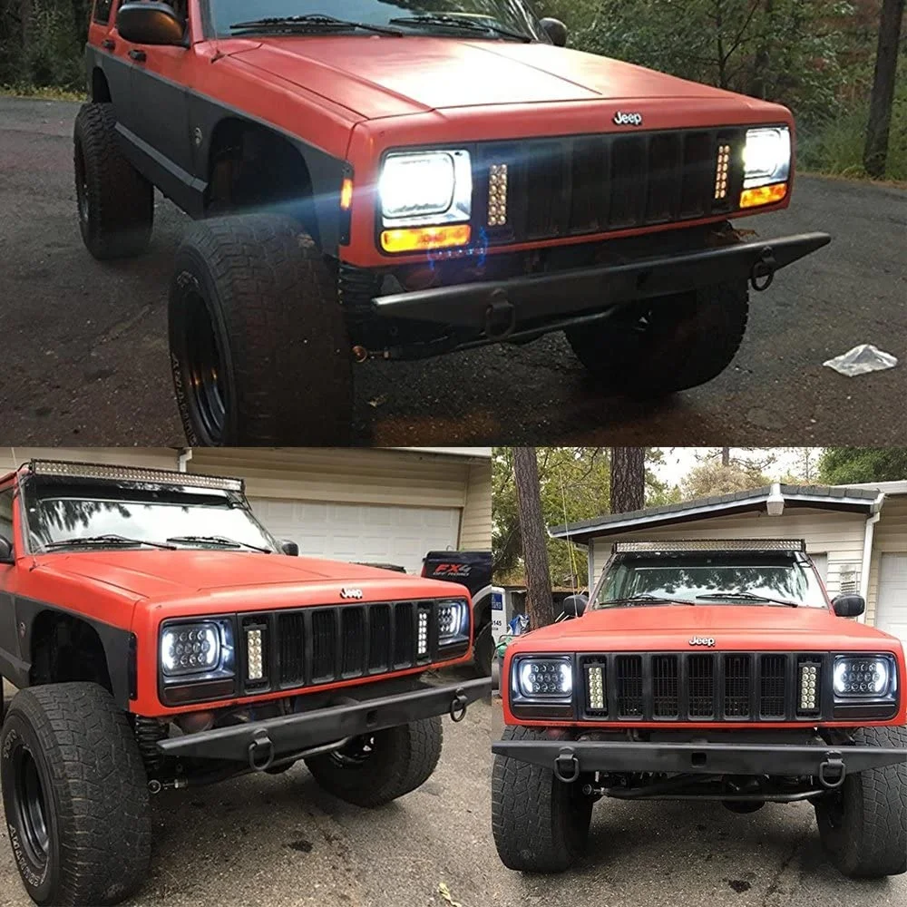 5x7 Inch High Low Beam Led Headlights H6054 with Angel Eyes DRL Car 7x6 Led Headlight Compatible with Wrangler YJ XJ