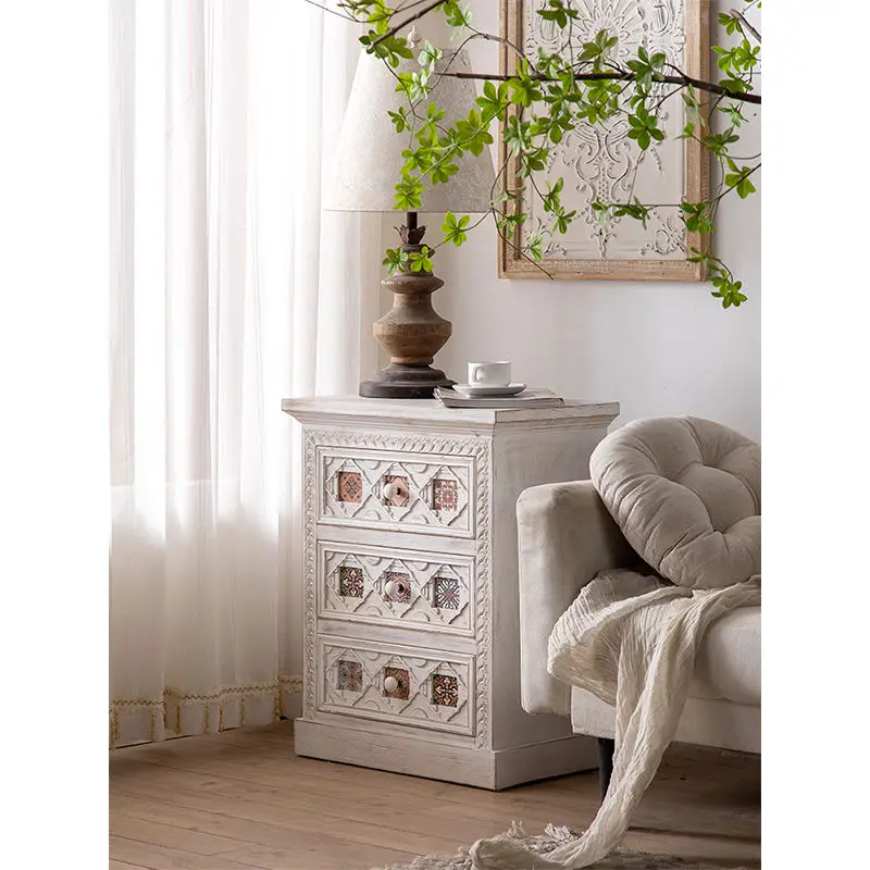 Essent Bohemia living room furniture   rustic table  Pine wood 54*35*69CM Vintage side table for living room