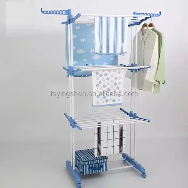 High Quality 4-Tier Foldable Metal Indoor Shoe Clothes Dryer Excellent Balcony Oversize Collapsible Standing Rack Bathroom