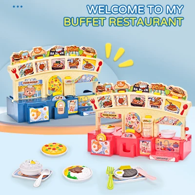 2024 Kids new role playing food restaurant toys fun play house simulate buffet counter restaurant toys
