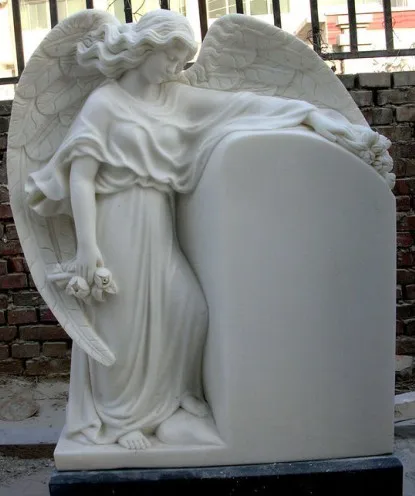 Refine Factory directly supply White marble angel and heart tombstone for graves