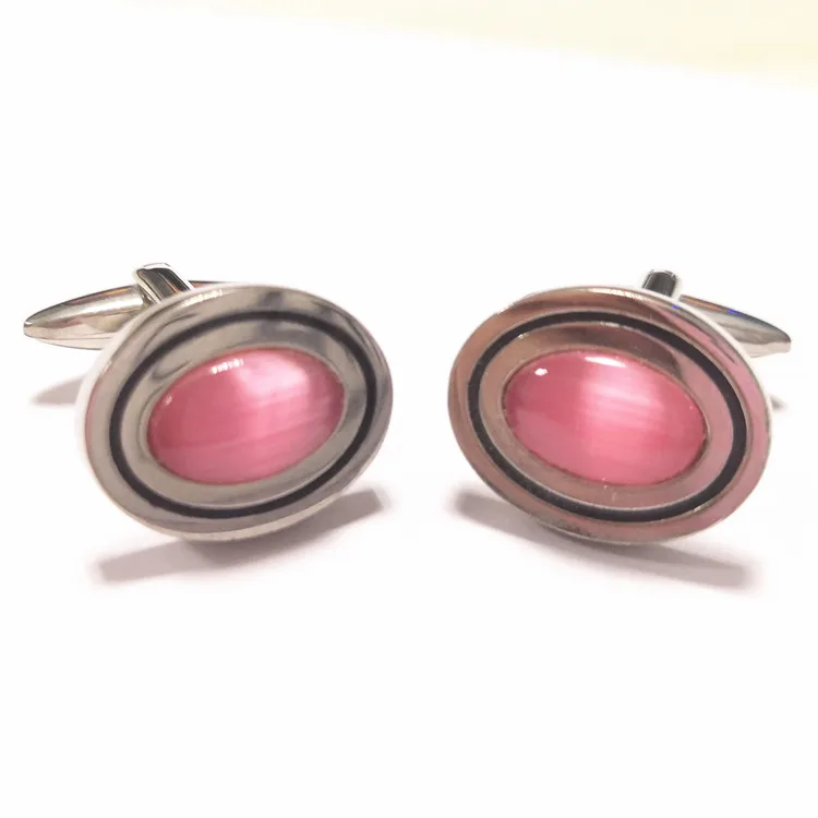 Factory Wholesale Quality Jewelry Pink Stone Cufflinks for sale