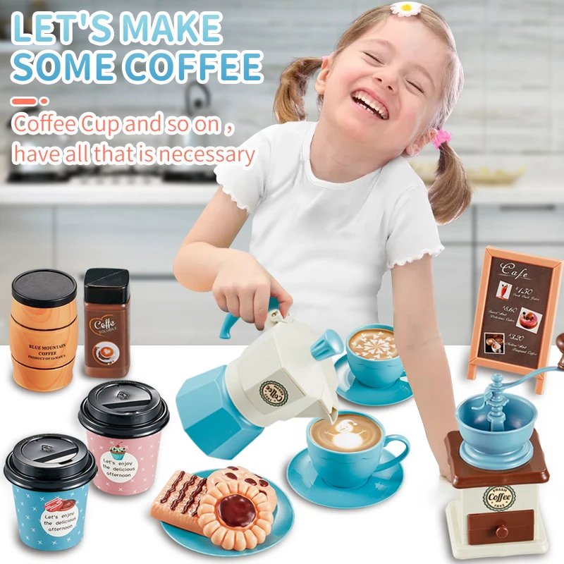 Afternoon Tea Set For Kids Pretend Play Toys Sweet Treats Coffee Machine Tea Party Role And Play For Boys And Girls