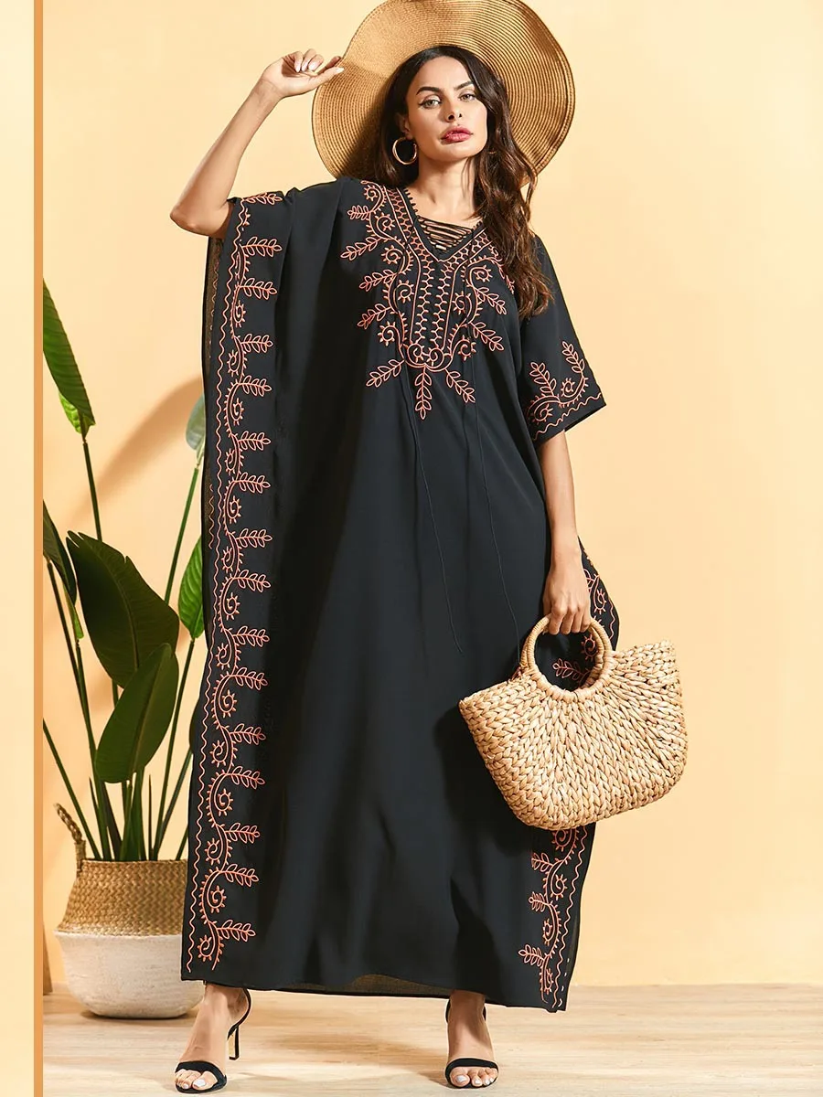 DR321 women batwing sleeve embroidery best selling monsoon kaftan caftan long dubai jalabiya abaya muslim dresses