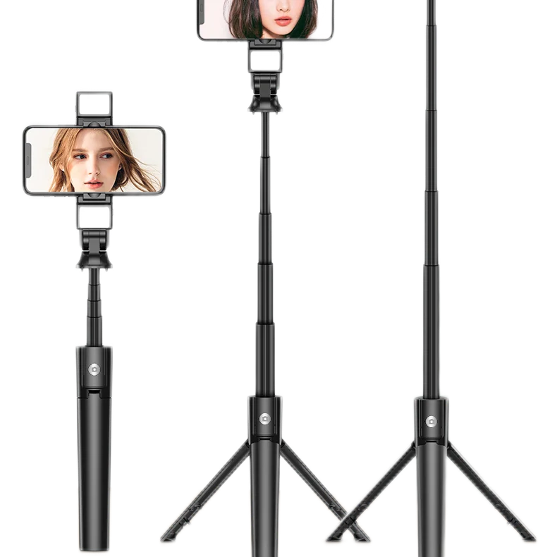 K22D Extendable Selfie Stick With LED Light and Wireless Remote Tripod Handheld Rotatable Made of Aluminium
