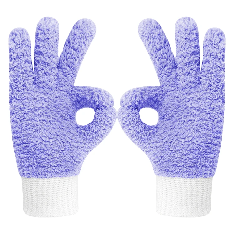 Home Using Remove Dust Gloves for Hair Drying Towel Kitchen House Cars Washable Cleaning Microfiber Gloves, purple