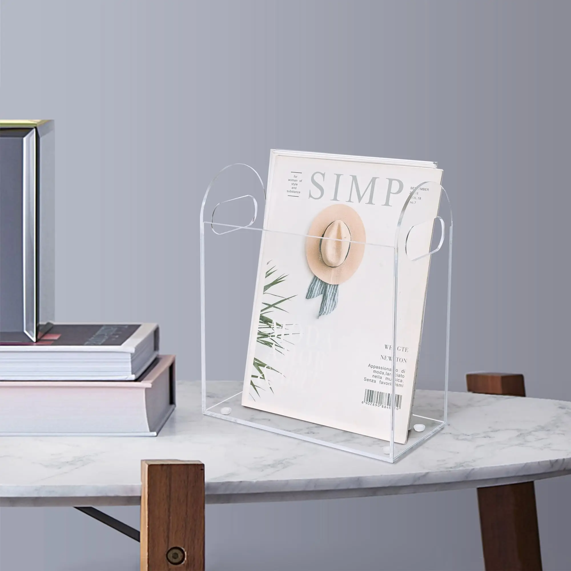 Factory Wholesale Custom Acrylic Book Magazine Display Rack Magazine Organizer For Home And Office Clear Acrylic Magazine Holder