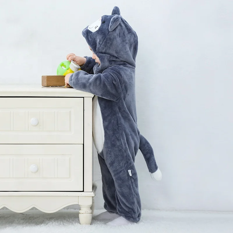 TONWHAR wholesale customized kids halloween costume children flannel jumpsuit baby overalls