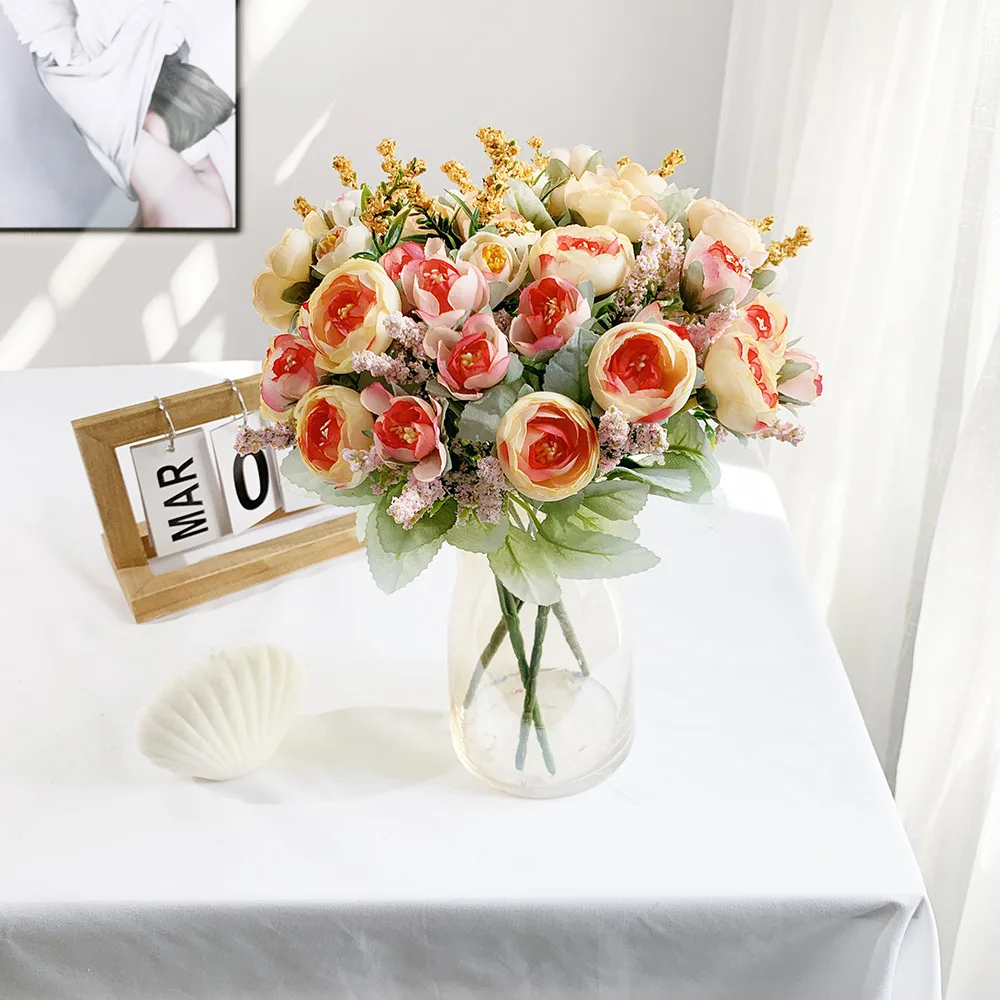 5 Fork Camellia Simulated Fake Silk Flower Jasmine Plastic Flowers Living Room Decoration Home Shooting Wedding