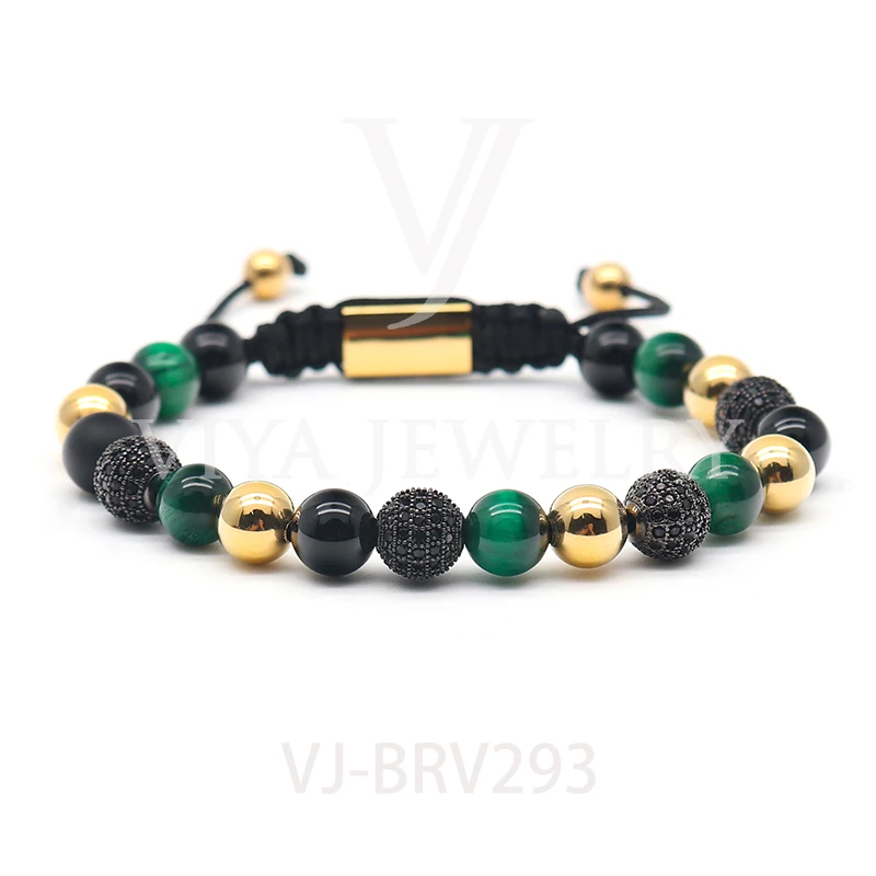 
New arrival high quality cz ball pave bracelet jewelry 8mm natural beaded stone bracelet 