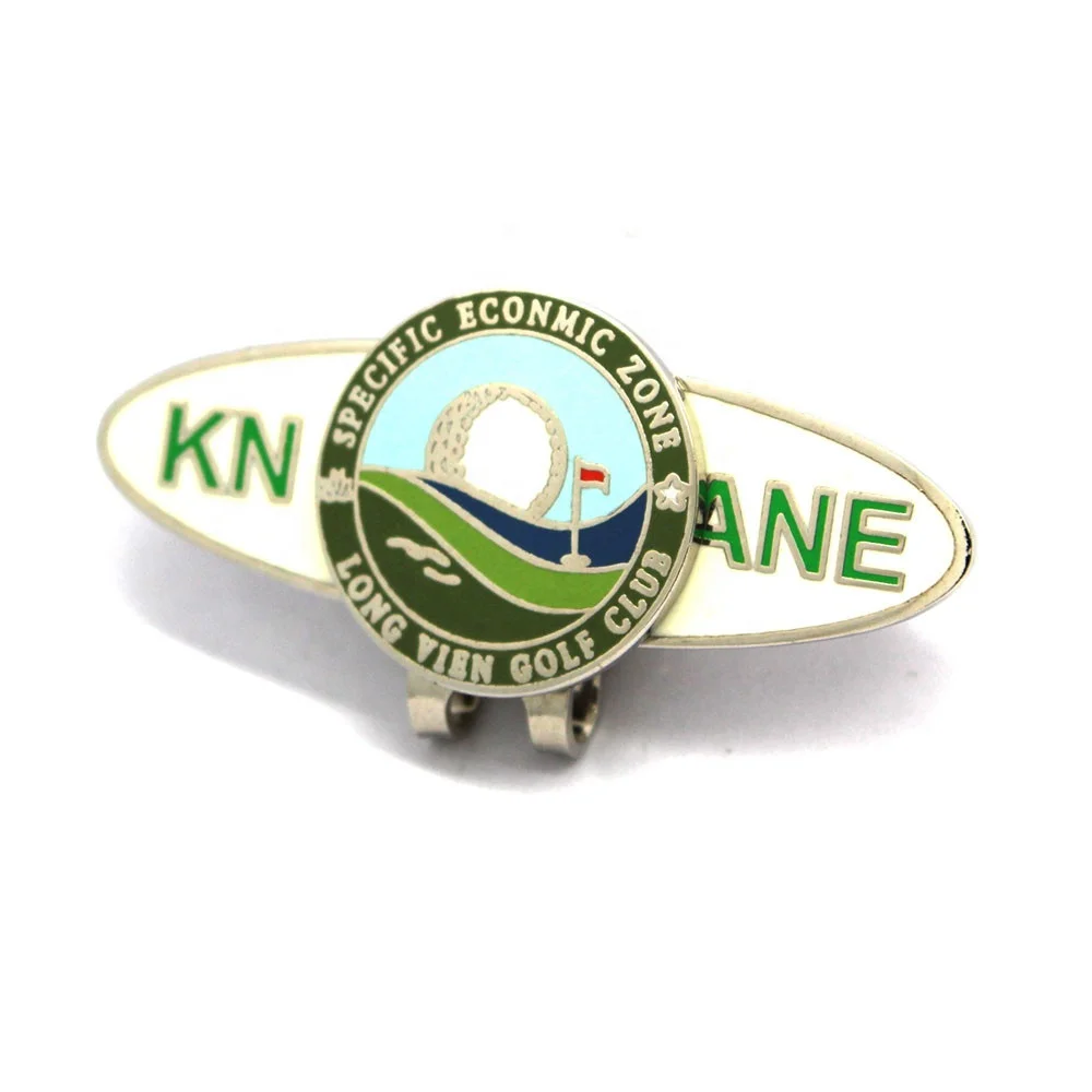 New Style Golf Club Accessories Print Enamel Metal Magnetic Ball Marker Hat Clip