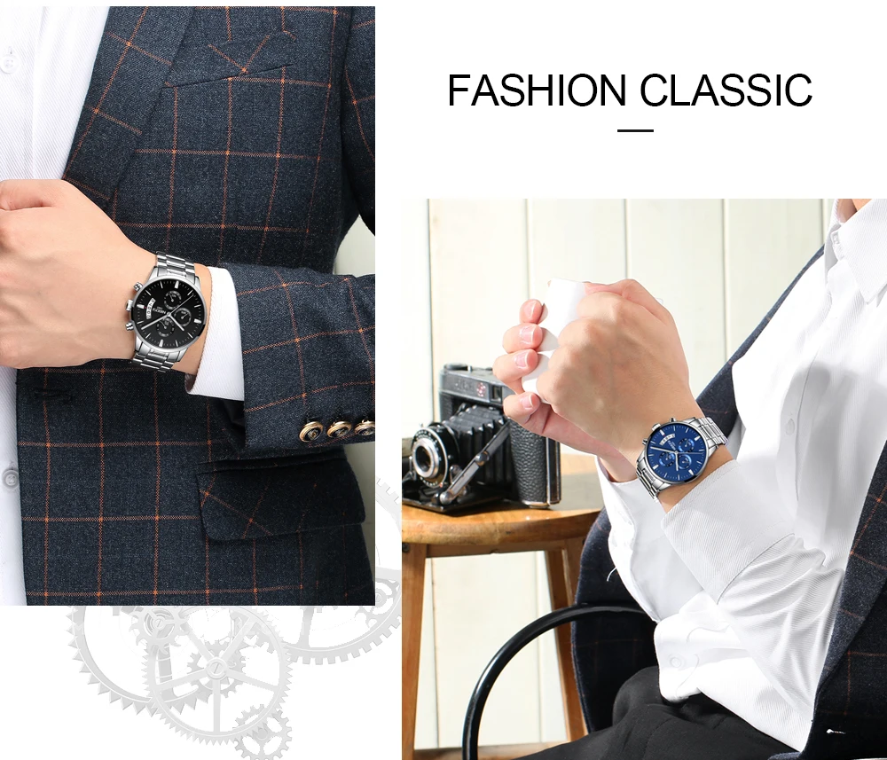  2021 горячая распродажа мужские часы NIBOSI оригинальный логотип хронограф модные простые