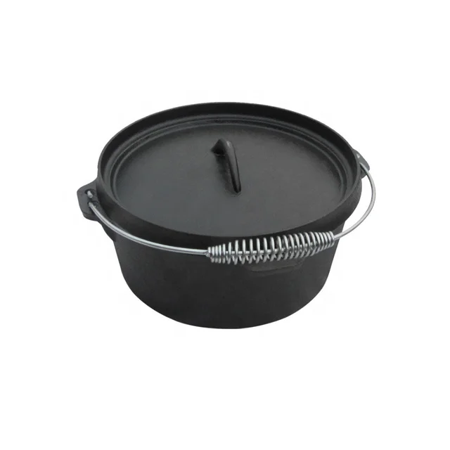 Hot Sell Cast Iron Soup Pot Metal Cooking Set Dutch Oven Sauce pan Oil Cookware With Lid For Outdoor Open Fire Cooking