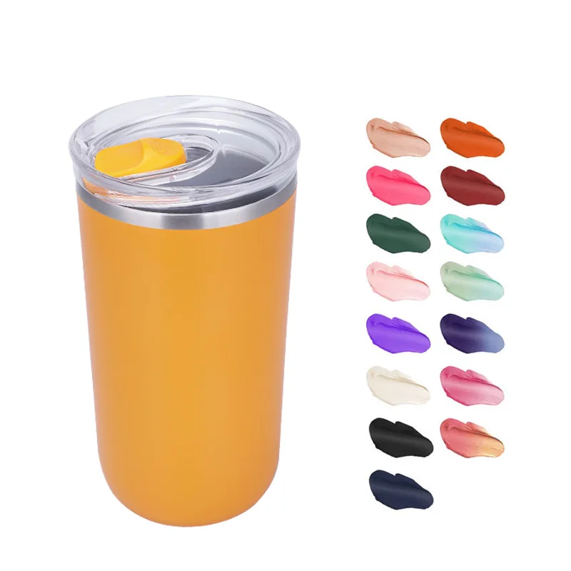 16 oz Modern Design Stainless Steel Travel Mug Insulated Tumbler with Lid and Metal Vacuum Straw Reusable Coffee Cup