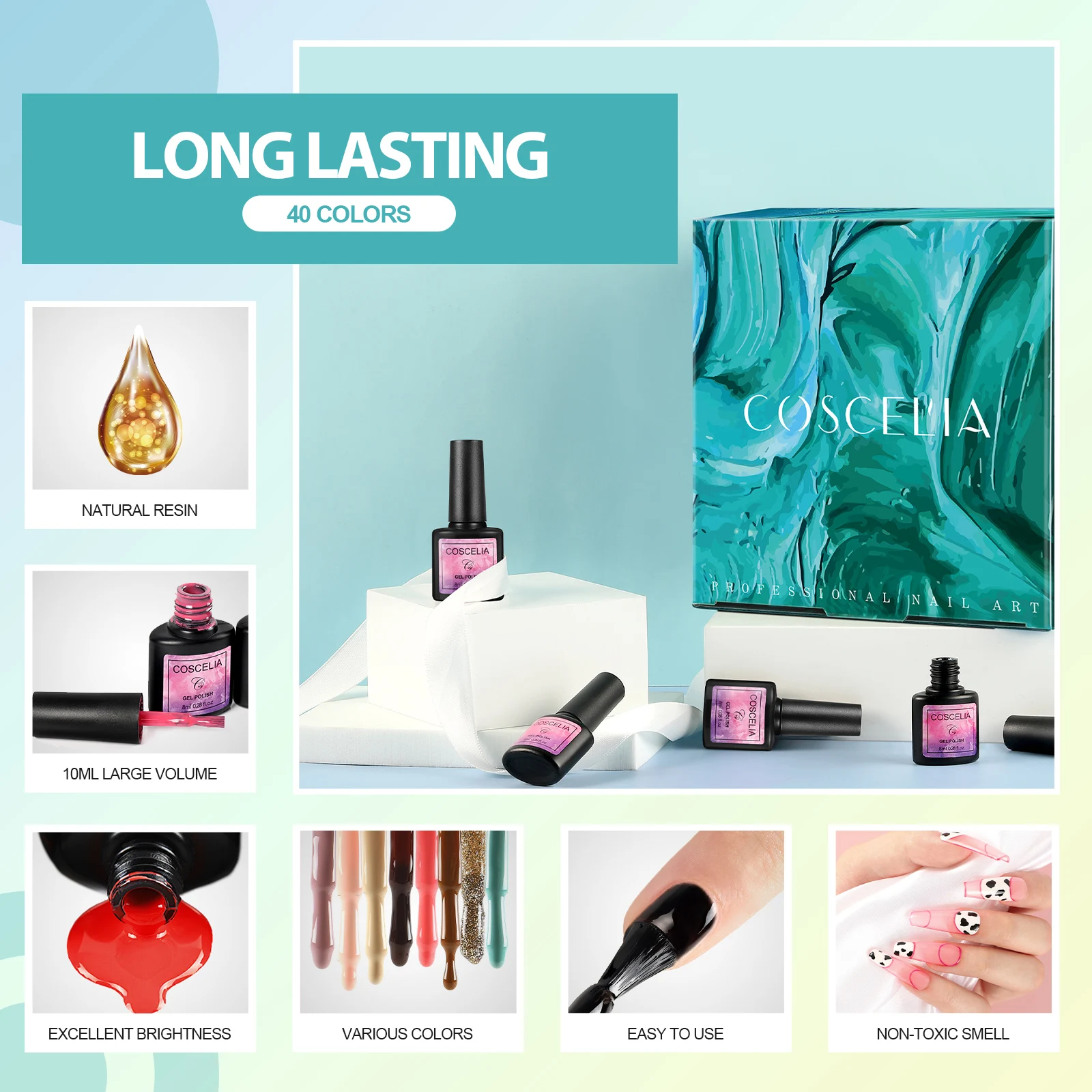 UV Nail Polish 8ml Painting Gel for Wholesale Soak Off Gel Polish in Stock 40 Colors Manufacturer UV Nail Gel Art Supplies