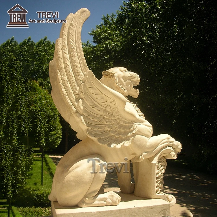 Antique Outdoor Garden Stone Animal Sculpture Marble Griffin Statue