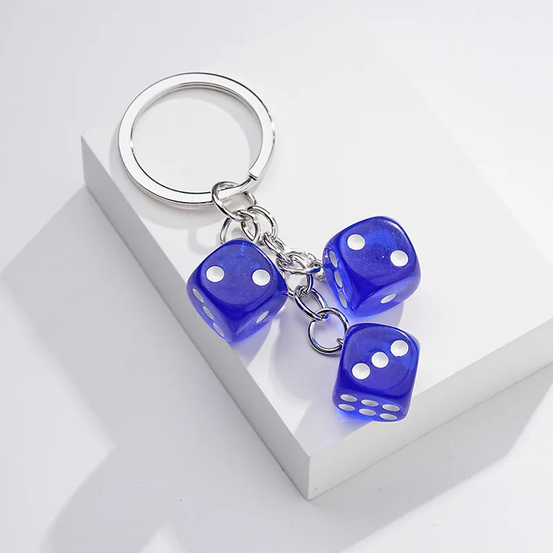 Custom Acrylic keychain Colorful dice key ring pendant creative holiday gift school bag car key chain pendant