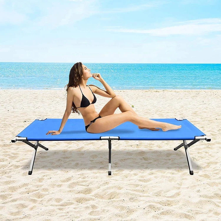 Factory wholesale Folding Camping  Outdoor Beach  Reclining Folding bed for man and woman