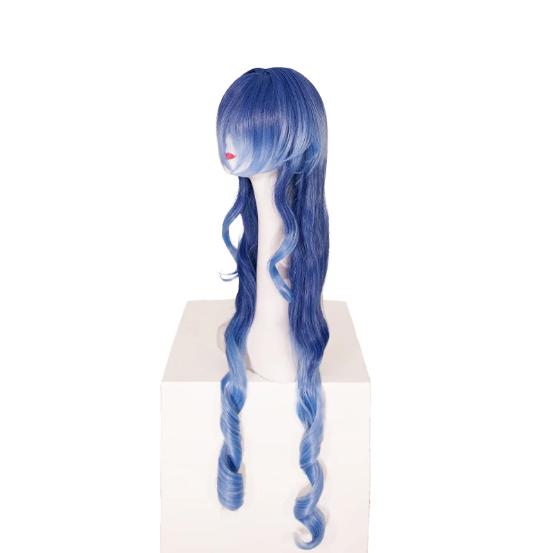 Wholesale Genshin Impact Layla Wig 100cm  Long Curly Blue Mixed Cosplay Synthetic Anime Halloween Party Heat Resistant Hair Wig
