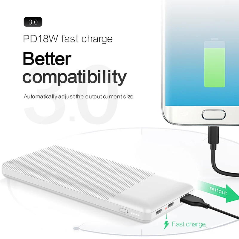 
New trending 2020 products unique design slim power banks 10000mAh for mobile phone 