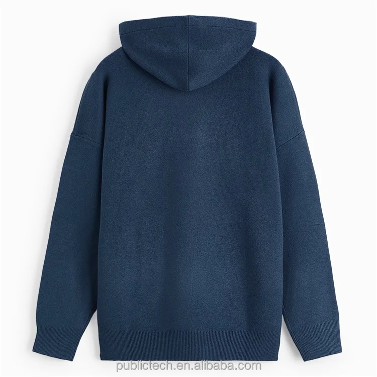 Custom 53% viscose 27% polyester 20% nylon street style fashion casual knit hoodie for men