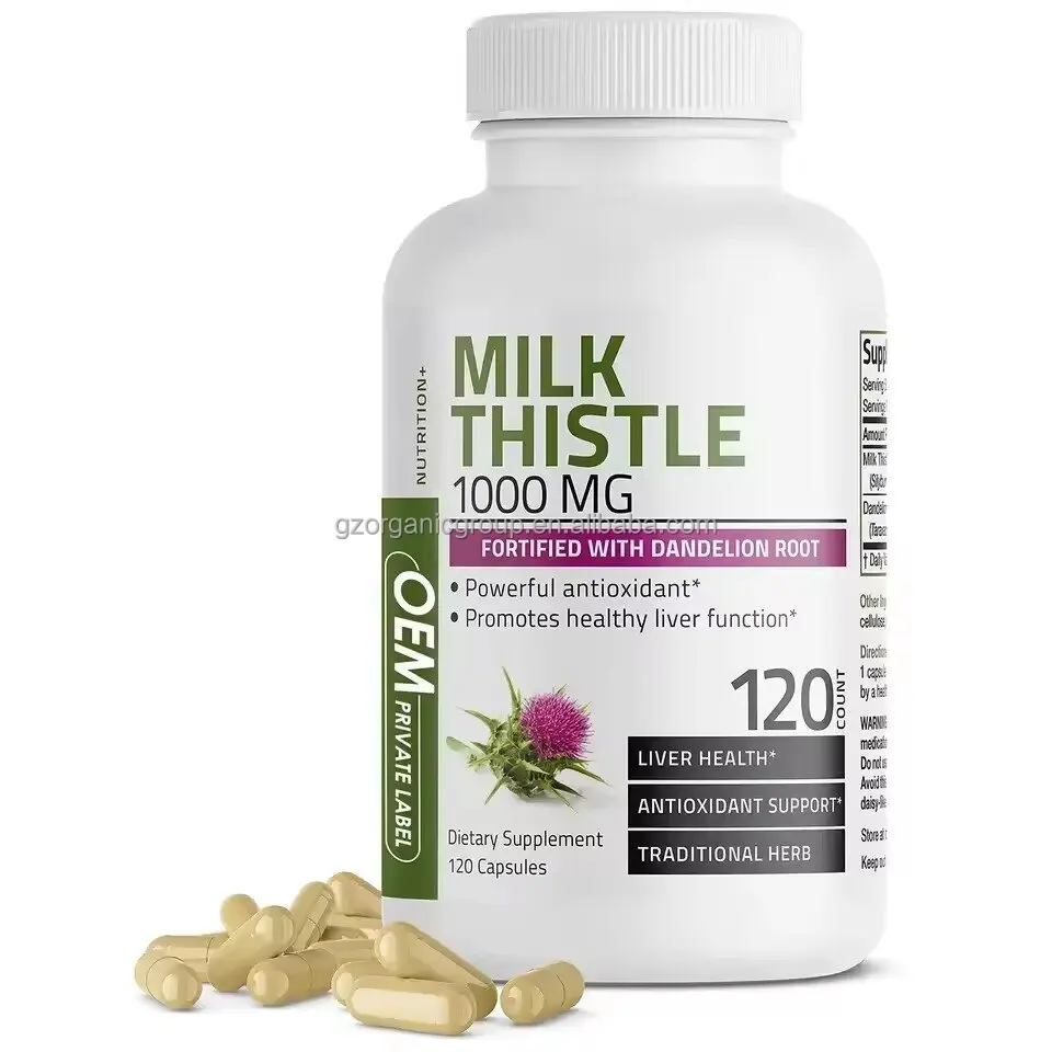 Private Label Organic Herbs Milk Thistle Premium Liver Detox Capsules Colon Cleanser Body Detoxifier Capsule Supplement 1000mg
