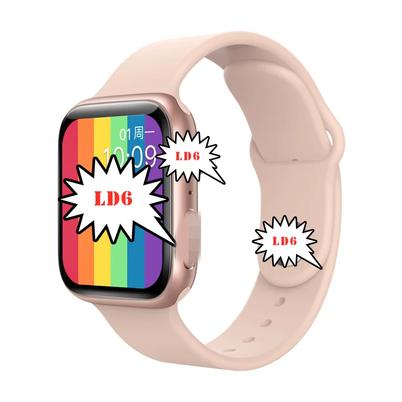 2021 New 1.72inch LD6 Smart Watch BT Calling Full Screen Series 6 Body Temperature Heart Rate Pressure Waterproof